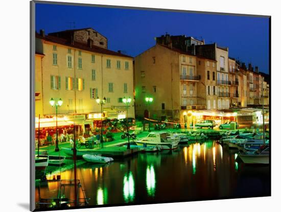 Harbour at Night with Buildings Along Quais Frederic Mistral and Jean Jaures, St. Tropez, France-Barbara Van Zanten-Mounted Photographic Print