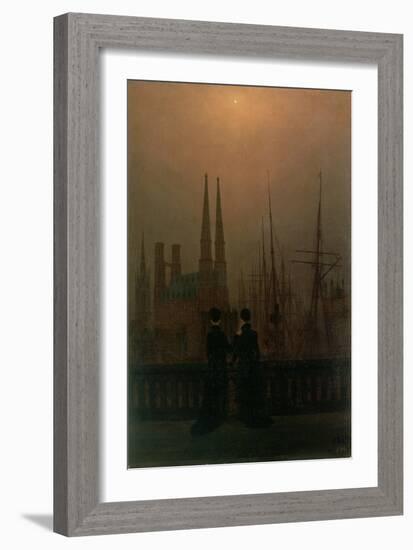 Harbour at Night-Caspar David Friedrich-Framed Giclee Print