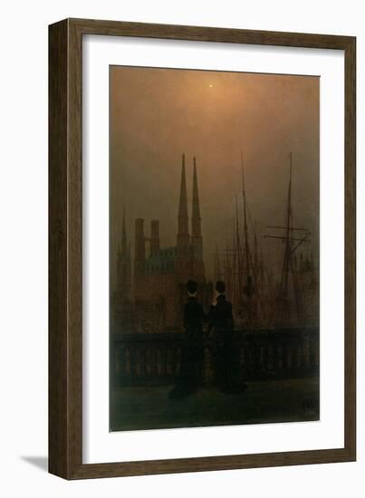 Harbour at Night-Caspar David Friedrich-Framed Giclee Print