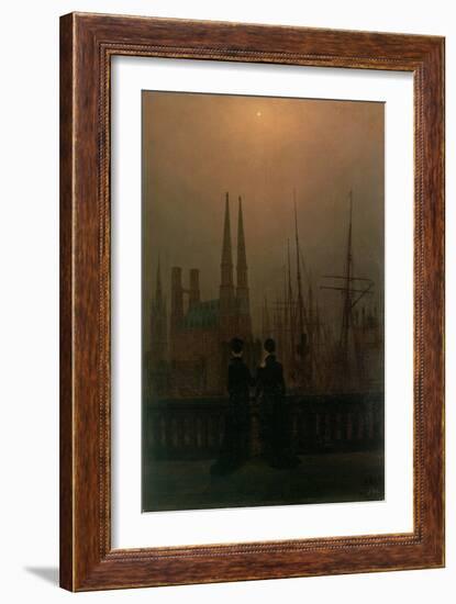 Harbour at Night-Caspar David Friedrich-Framed Giclee Print