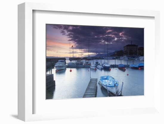 Harbour at Sunset, Neuchatel, Switzerland, Europe-Ian Trower-Framed Photographic Print