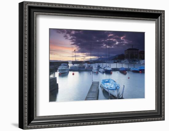 Harbour at Sunset, Neuchatel, Switzerland, Europe-Ian Trower-Framed Photographic Print