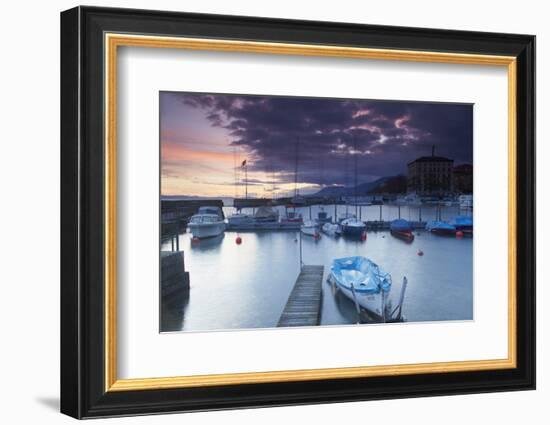 Harbour at Sunset, Neuchatel, Switzerland, Europe-Ian Trower-Framed Photographic Print