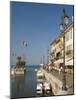 Harbour Entrance and Quayside Cafes, Lazise, Lake Garda, Veneto, Italy, Europe-James Emmerson-Mounted Photographic Print