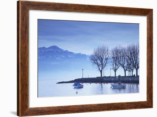 Harbour on Lake Leman (Lake Geneva), Ouchy, Lausanne, Vaud, Switzerland, Europe-Ian Trower-Framed Photographic Print