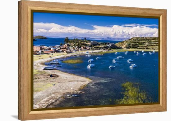 Harbour on Lake Titicaca at Challapampa Village on Isla Del Sol (Island of the Sun), Bolivia-Matthew Williams-Ellis-Framed Premier Image Canvas