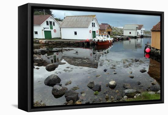 Harbour, Rott Island, Off Stavanger, Norway, Scandinavia, Europe-David Lomax-Framed Premier Image Canvas