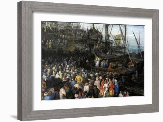 Harbour Scene with Christ Preaching, 1598-Jan Brueghel the Elder-Framed Giclee Print