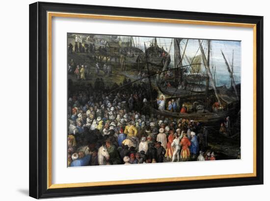 Harbour Scene with Christ Preaching, 1598-Jan Brueghel the Elder-Framed Giclee Print