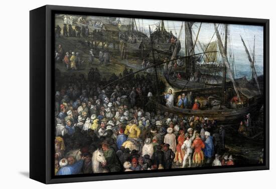 Harbour Scene with Christ Preaching, 1598-Jan Brueghel the Elder-Framed Premier Image Canvas