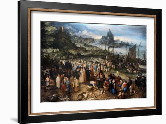 Harbour Scene with Christ Preaching, 1598-Jan Brueghel the Elder-Framed Giclee Print