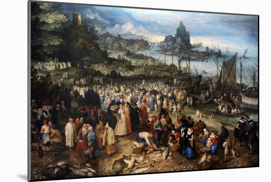 Harbour Scene with Christ Preaching, 1598-Jan Brueghel the Elder-Mounted Giclee Print