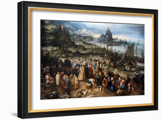 Harbour Scene with Christ Preaching, 1598-Jan Brueghel the Elder-Framed Giclee Print