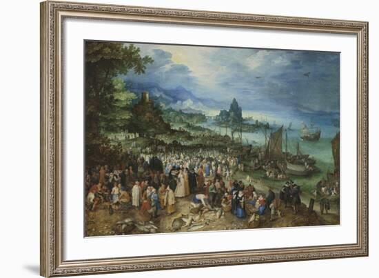 Harbour Scene with Christ preaching-Pieter Bruegel the Elder-Framed Premium Giclee Print