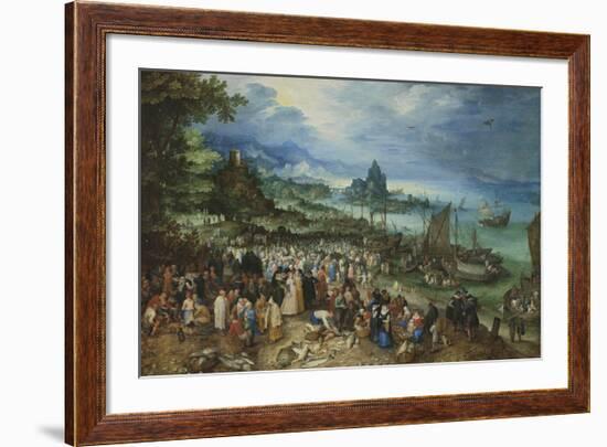 Harbour Scene with Christ preaching-Pieter Bruegel the Elder-Framed Premium Giclee Print