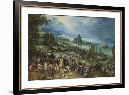 Harbour Scene with Christ preaching-Pieter Bruegel the Elder-Framed Premium Giclee Print