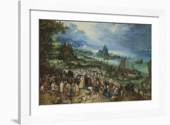 Harbour Scene with Christ preaching-Pieter Bruegel the Elder-Framed Premium Giclee Print