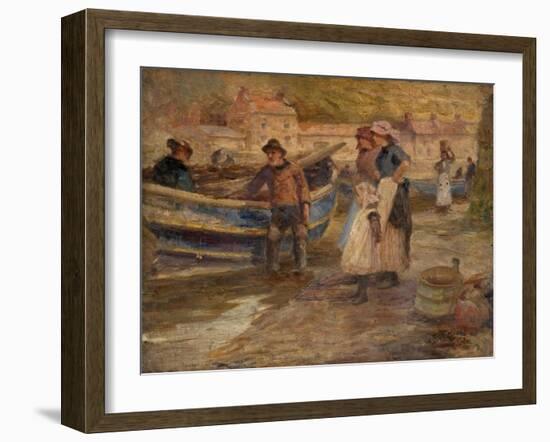 Harbour Scene with Fishermen-Robert Jobling-Framed Giclee Print