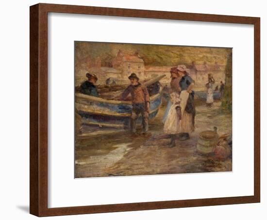 Harbour Scene with Fishermen-Robert Jobling-Framed Giclee Print