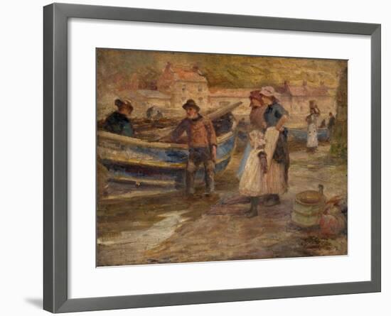 Harbour Scene with Fishermen-Robert Jobling-Framed Giclee Print