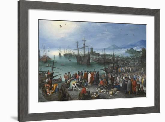 Harbour Scene with St. Paul's Departure from Caesarea-Pieter Bruegel the Elder-Framed Premium Giclee Print