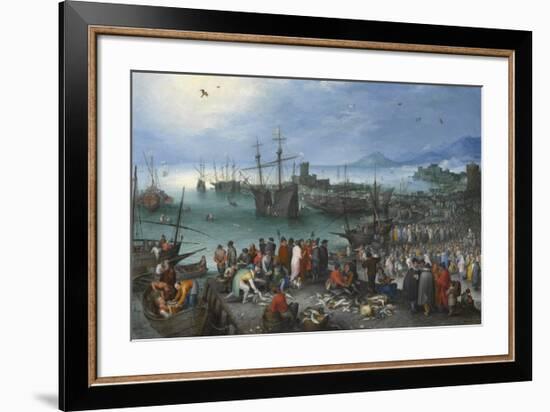 Harbour Scene with St. Paul's Departure from Caesarea-Pieter Bruegel the Elder-Framed Premium Giclee Print