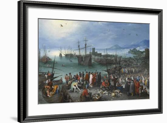 Harbour Scene with St. Paul's Departure from Caesarea-Pieter Bruegel the Elder-Framed Premium Giclee Print