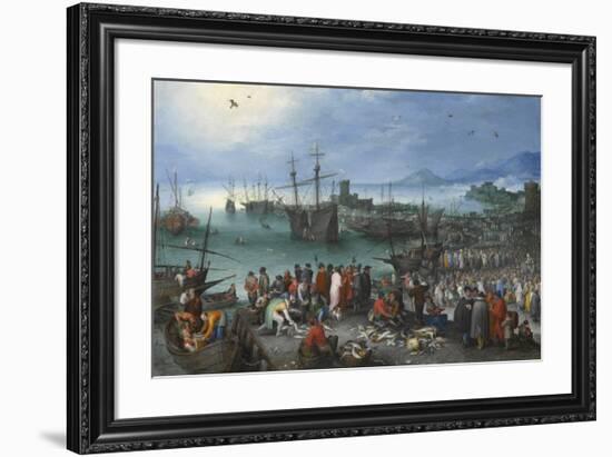 Harbour Scene with St. Paul's Departure from Caesarea-Pieter Bruegel the Elder-Framed Premium Giclee Print