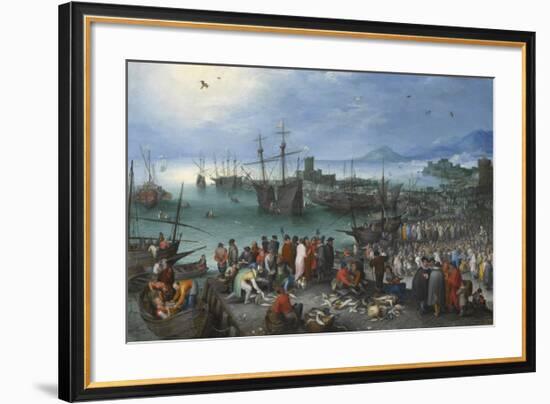 Harbour Scene with St. Paul's Departure from Caesarea-Pieter Bruegel the Elder-Framed Premium Giclee Print