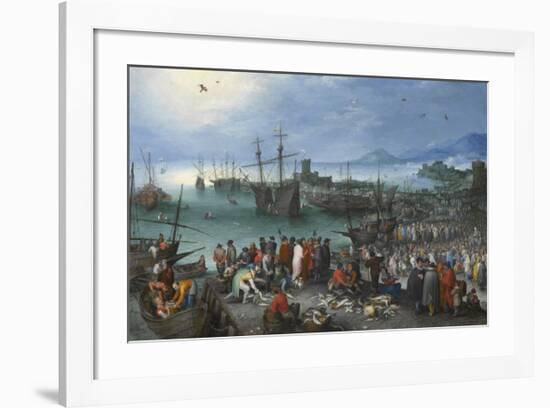 Harbour Scene with St. Paul's Departure from Caesarea-Pieter Bruegel the Elder-Framed Premium Giclee Print