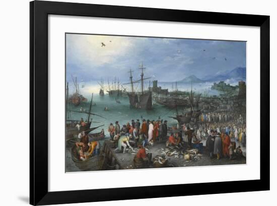 Harbour Scene with St. Paul's Departure from Caesarea-Pieter Bruegel the Elder-Framed Premium Giclee Print