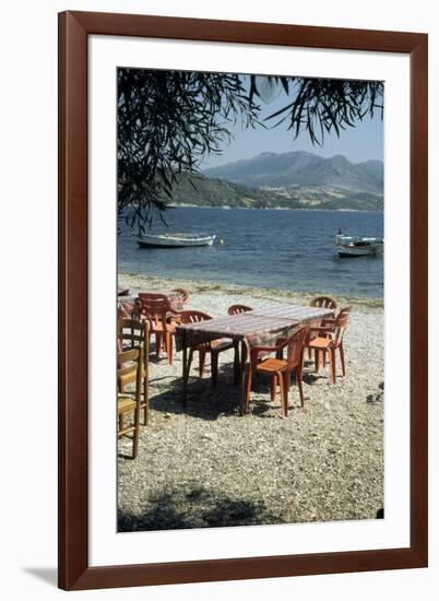 Harbour taverna, Ligia, Levkas, Greece-Tony Boxall-Framed Photographic Print