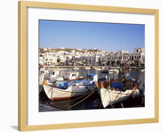 Harbour with Fishing Boats, Mykonos Town, Island of Mykonos, Cyclades, Greece-Hans Peter Merten-Framed Photographic Print