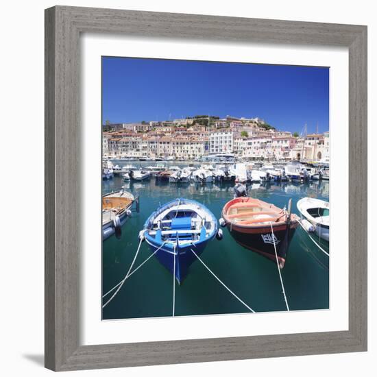 Harbour with Fishing Boats, Portoferraio, Island of Elba-Markus Lange-Framed Photographic Print