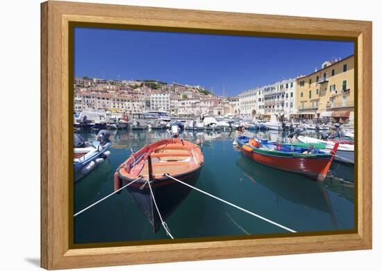 Harbour with Fishing Boats, Portoferraio, Island of Elba-Markus Lange-Framed Premier Image Canvas