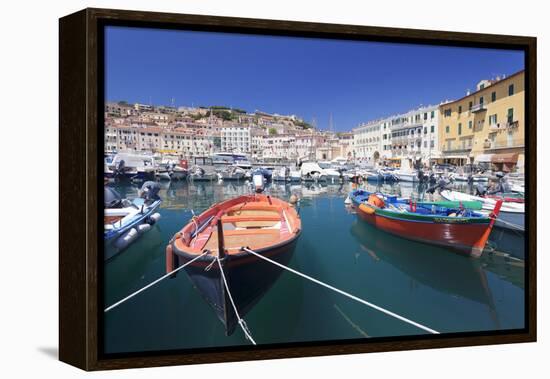 Harbour with Fishing Boats, Portoferraio, Island of Elba-Markus Lange-Framed Premier Image Canvas