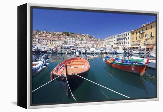 Harbour with Fishing Boats, Portoferraio, Island of Elba-Markus Lange-Framed Premier Image Canvas