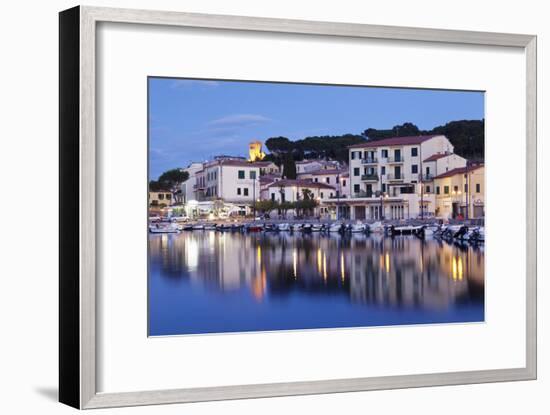 Harbour with Torre Della Marina, Marina Di Campo, Island of Elba, Livorno Province, Tuscany, Italy-Markus Lange-Framed Photographic Print