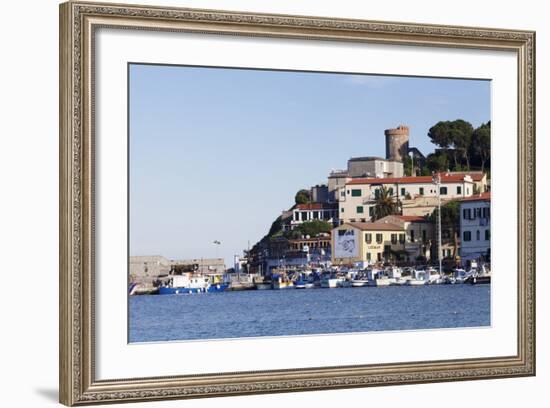 Harbour with Torre Della Marina, Marina Di Campo, Island of Elba, Livorno Province, Tuscany, Italy-Markus Lange-Framed Photographic Print