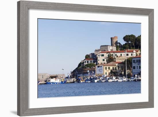 Harbour with Torre Della Marina, Marina Di Campo, Island of Elba, Livorno Province, Tuscany, Italy-Markus Lange-Framed Photographic Print