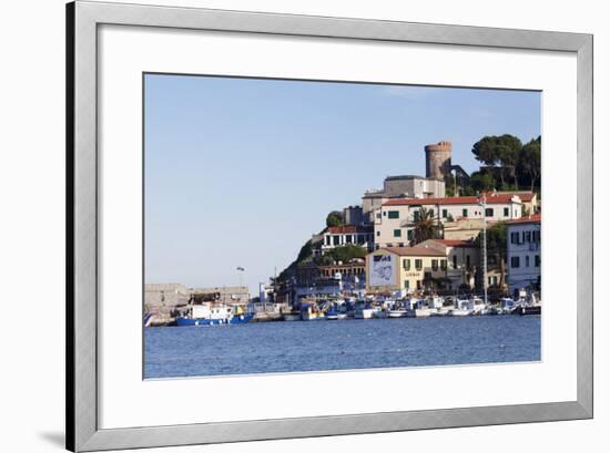 Harbour with Torre Della Marina, Marina Di Campo, Island of Elba, Livorno Province, Tuscany, Italy-Markus Lange-Framed Photographic Print