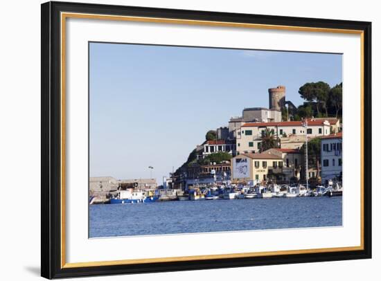 Harbour with Torre Della Marina, Marina Di Campo, Island of Elba, Livorno Province, Tuscany, Italy-Markus Lange-Framed Photographic Print