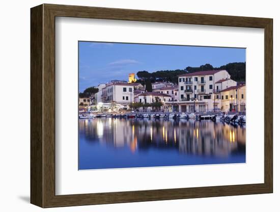 Harbour with Torre Della Marina, Marina Di Campo, Island of Elba, Livorno Province, Tuscany, Italy-Markus Lange-Framed Photographic Print