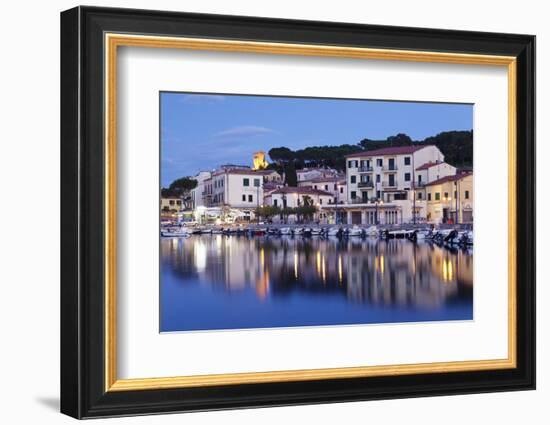 Harbour with Torre Della Marina, Marina Di Campo, Island of Elba, Livorno Province, Tuscany, Italy-Markus Lange-Framed Photographic Print