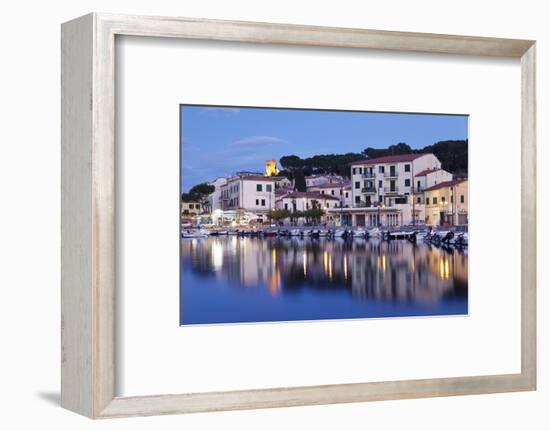 Harbour with Torre Della Marina, Marina Di Campo, Island of Elba, Livorno Province, Tuscany, Italy-Markus Lange-Framed Photographic Print