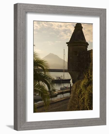 Harbour with Volcanic Island of Pico Beyond, Horta, Faial Island, Azores, Portugal-Alan Copson-Framed Photographic Print