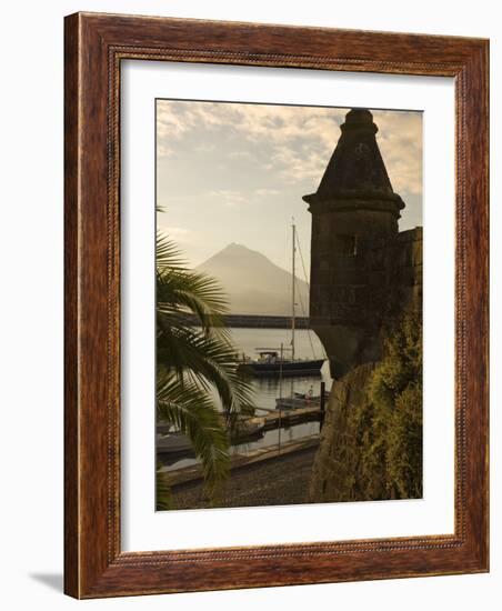 Harbour with Volcanic Island of Pico Beyond, Horta, Faial Island, Azores, Portugal-Alan Copson-Framed Photographic Print