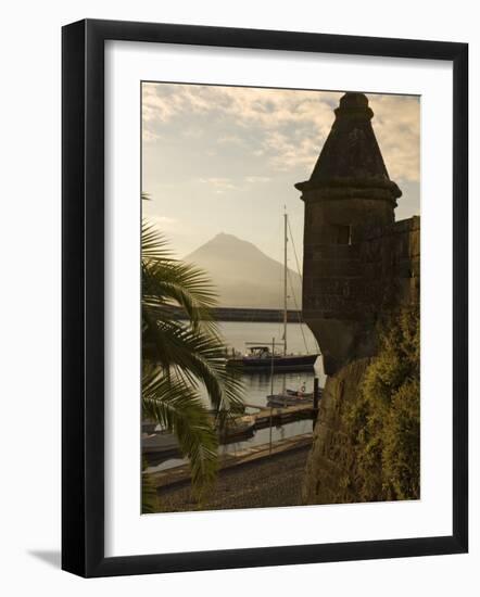 Harbour with Volcanic Island of Pico Beyond, Horta, Faial Island, Azores, Portugal-Alan Copson-Framed Photographic Print
