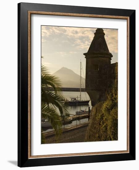 Harbour with Volcanic Island of Pico Beyond, Horta, Faial Island, Azores, Portugal-Alan Copson-Framed Photographic Print