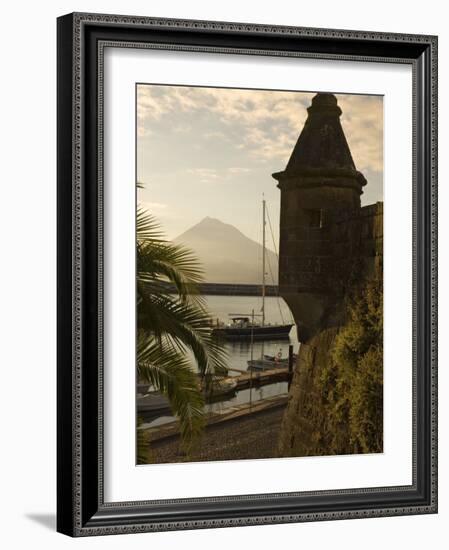 Harbour with Volcanic Island of Pico Beyond, Horta, Faial Island, Azores, Portugal-Alan Copson-Framed Photographic Print